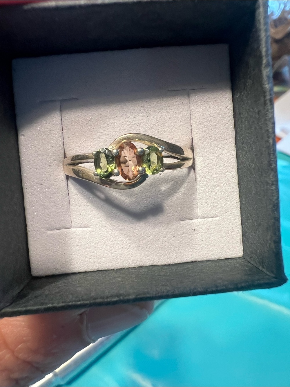 Pink and Green Tourmaline Ring